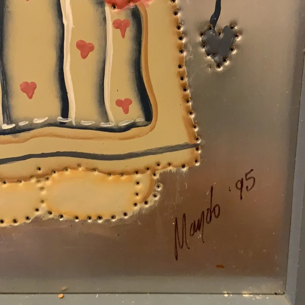 Hand Painted Decorative Framed Tin with Angel